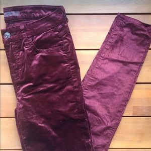 7 for All Mankind - Maroon Cherry Velvet Pants